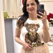 Cintura elastica animalier con fibbia oro