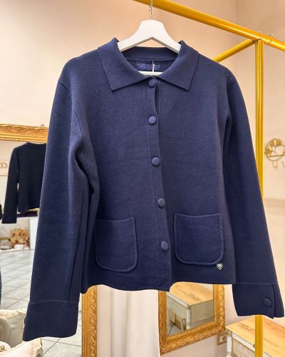 Cardigan Blu in Misto Viscosa – Chic Essenziale