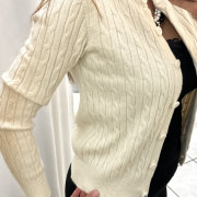 Cardigan Donna con Bottoni e Lavorazione a Trecce in Misto Viscosa
