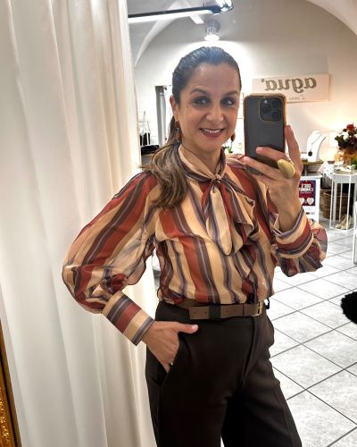 Camicia fantasia righe con fiocco – autumn chic