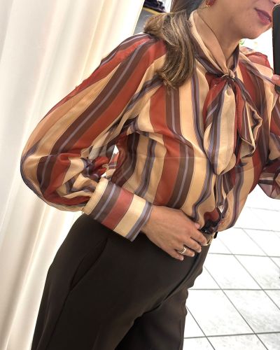 Camicia fantasia righe con fiocco – autumn chic