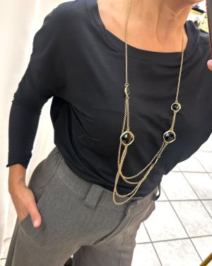 Collana Lunga Multifilo Gold & Black – Resina e Metallo