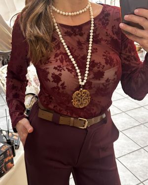 Collana Perle di Fiume con Medaglione in Pietra Intarsiata