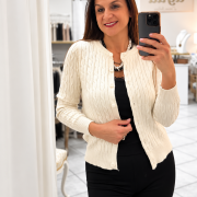 Cardigan Donna con Bottoni e Lavorazione a Trecce in Misto Viscosa