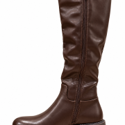 Stivali Alti Donna in Ecopelle Marrone con Fibbia Dorata